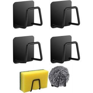 Sjzg-4 Pcs Porte Eponge Evier Cuisine,Porte-&Eacute;ponge Autocollant En Acier Inoxydable,Support Eponge Evier Cuisine,Porte &Eacute;ponge Cuisine Auto Adhesif, Rangement De La Cuisine Et La Salle De Bain. - Neuf