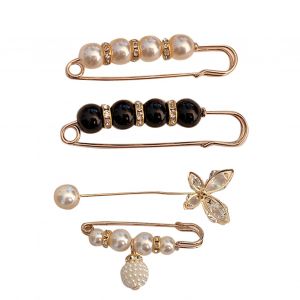 Lot De 4 Broches En Perles Artificielles Pour Ceinture, Chale, Fixation De Vetements, Collier, Papillon - Neuf