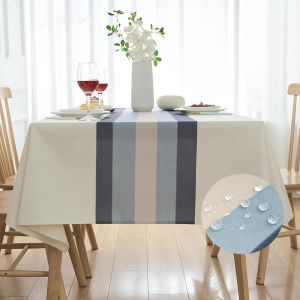Eryi-Nappe De Table Rectangulaire 100 X 140 Cm Blanche Tissu Nappe Anti Tache Impermeable, Nappe En Lin Lavable Facile À Laver Et Repasser Nappe Rectangle Pour Jardin En Plein Air Table À Manger - Neuf