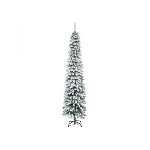 HOMCOM Sapin de No&euml;l artificiel, enneig&eacute;, design &eacute;troit, ignifuge, 210 cm, vert/blanc - Neuf