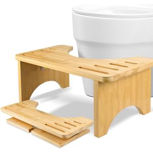 Ulteronixshop-Tabouret de toilette en bambou - Pliable - Sain et portable - Ergonomique - Pour salle de bain - Pour lutter contre la constipation, les ballonnements et l'&eacute;limination confortable - Neuf