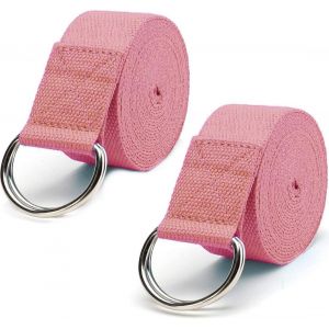 Lot De 2 Sangles De Yoga Extensibles (1,8 M) Avec Boucle En D Réglable En Métal | Exercices Et Étirements Pour Le Yoga, Le Pilates, La Physiothérapie, La Danse Et La Salle De Sport - Neuf