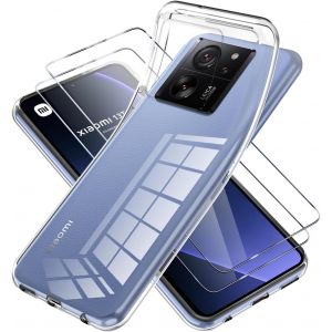 Eryi-Coque Pour Xiaomi 13t/Xiaomi 13t Pro 5g Transparente Avec 2 Verre Trempé Housse Etui Silicone Tpu Souple Mince Anti-Jaunissement Anti-Rayures Antichoc Transparent Case Pour Xiaomi 13t 6.67 - Neuf