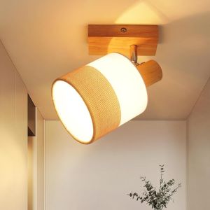 TIANYI-Spot de plafond LED 1 flamme lampe de couloir - plafonnier plafond en bois E14 vintage orientable 350° rétro plafond spot mural chambre cuisine, sans source lumineuse - Neuf