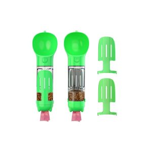 Bouteille D'eau 4 En 1 Avec Ramasse-Crottes Pour Chiens Et Chats, Capacit&eacute; De 300 Ml, Lot De 2 - Neuf