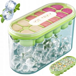 Kalanka-- Moule &Agrave; Gla&ccedil;ons Avec R&eacute;cipient Et Couvercle Herm&eacute;tique &iquest; Bac &Agrave; Glace En Silicone 12 Cubes &iquest; D&eacute;moulage Facile, Anti-Odeur, R&eacute;sistant Au Froid, Al&eacute;atoire - Neuf