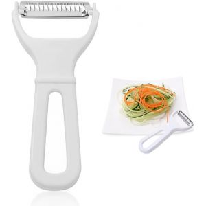 Kalanka-Econome Legumes Eplucheur L&eacute;gumes Julienne Pomme De Terre Legume Decoupe Legumes &Eacute;plucheur De L&eacute;gumes, Gentle, Lame En Acier Inoxydable Grossi&egrave;rement Dentel&eacute;e Et Emporte-Pi&egrave;ce(Blanc) - Neuf