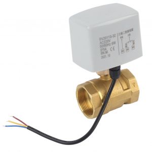 Vanne a boisseau spherique motorisee electrique en laiton, 2 voies, 3 fils, AC220 V, DN40, 1-1/2 po - Neuf