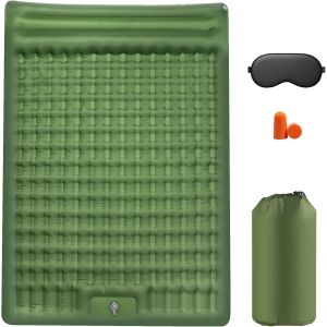 Letnerny-135cm Matelas Gonflable Camping 2 Personnes Upgrade Matelas Autogonflant Matelas Randonnée Avec Oreiller Tapis De Couchage Autogonflant Pliable Matelas De Camping L'extérieur Vert - Neuf