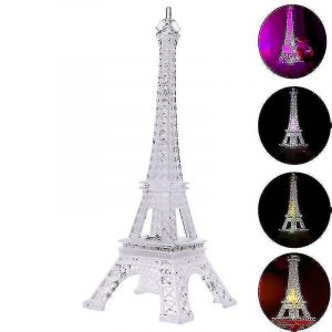 Acrylique Tour Eiffel Clignotant Led Veilleuse Colorée Atmosphère Romantique - Neuf