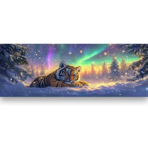 Teppc-5d Diy Grand Diamond Painting Kits Tigre, Aurore Bor&eacute;ale Broderie Diamant Kits De Broderie Au Point De Croix Strass Rond R&eacute;sine Peinture D&eacute;cor &Agrave; La Maison 30x80 Cm - Neuf