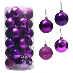 24PCS 1.17"" Violet Paillettes en Plastique Incassable boules de Jeu pour les Arbres de No&euml;l, compatible avec les Vacances de No&euml;l D&eacute;coration de la Maison - Neuf
