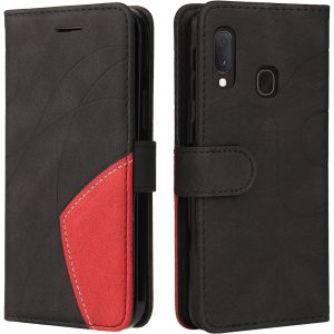 SJZG-Coque Pour Samsung Galaxy A20E / A202, Etui En Cuir Pu Portefeuille Housse Fermeture Magn&eacute;tique Und Flip Protection Case Avec Antichoc Tpu, Etui &Agrave; Rabat, Fentes Pour Cartes (Le Noir) - Neuf