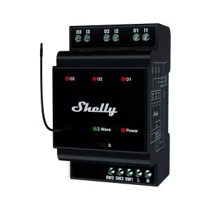 Module Contr&ocirc;leur Shelly Wave Pro 3 LR Rail DIN avec 3 Relais Z-Wave +LR 110/240V CA 3x16A - Neuf