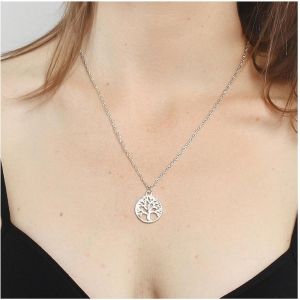 Kales-Collier Vintage Arbre De Vie Arbre G&eacute;n&eacute;alogique Collier Ras Du Cou Cercle Pendentif Collier Argent Arbre Collier Ras Du Cou Bijoux Pour Femmes Et Filles - Neuf