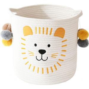 Jexnovashop-Panier De Rangement Mignon Avec Poign&eacute;es &iquest; Durable En Corde De Coton Pour Bureau, Chambre, Placard, Jouets Et Linge (Lion) - Neuf