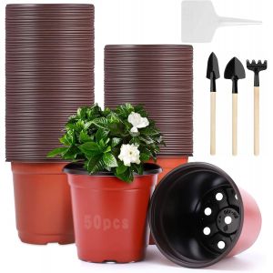 Kalanka-50 Pi&egrave;ces Godets Semis, 15cm Pots De Fleurs, Jardiniere, Pot De Fleur Exterieur, Pot Semis, Pot De Semis Pour Int&eacute;rieure Et Ext&eacute;rieure Livr&eacute; Avec 10 &Eacute;tiquettes De Plantes Et 3 Outils De Jardi - Neuf