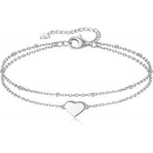 Anklets 925 Sterling Silver Bead Love Heart Figure 8 Hypoallergenic[H953] - Neuf