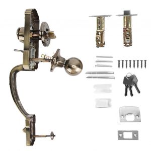 Poignee de securite a languette unique et double verrouillage pour porte a cle mecanique pour usage domestique - Neuf