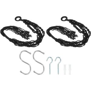 ERYI-Macramé Suspendue Jardinière, 2 Paquet 31 Pouce Fait Main Suspendue Plante Supports Fleur Pot Cintre Fleur Pot Cintre Pour Intérieur Extérieur Décoratif, Noir - Neuf
