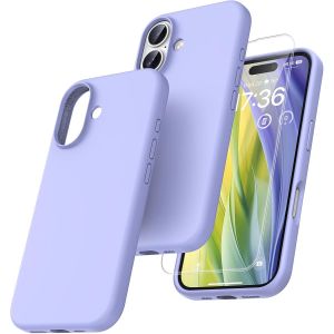 Maa-Coque Pour Iphone 16, Doublure Douce En Tissu Microfibre, Anti-Choc, Anti-Rayures, Coque En Silicone Pour Iphone 16 6,1 Pouces, Violet Clair - Neuf