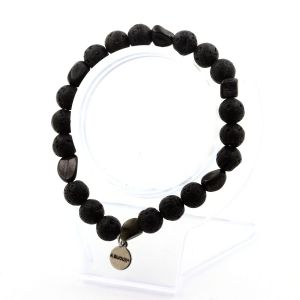 Bracelet Hypersth&egrave;ne D'&eacute;gypte + Perles Lave 8 Mm. Fabriqu&eacute; En France. - Neuf