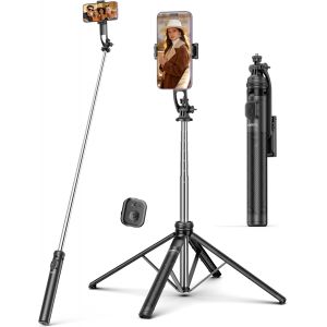 KALANKA-Tr&eacute;pied Quad et Selfie Stick pour T&eacute;l&eacute;phone de 182 cm, Support pour T&eacute;l&eacute;phone avec T&eacute;l&eacute;commande Sans Fil, Selfie Stick Rotatif &Agrave; 360&deg;, Tr&eacute;pied Quad Compatible pour Selfie/Video/Live Streaming - Neuf
