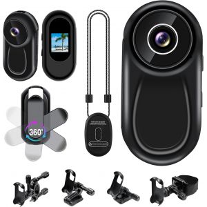 Mevronisshop-Mini Cam&eacute;ra D'action,1080p Hd & &Eacute;cran 0,86 Pouces Action Cam,Clip Magn&eacute;tique Rotatif &Agrave; 360&deg; Avec Cordon Pour Bodycam Avec Vision Nocturne Automatique Cam&eacute;ras D'action Pour V&eacute;lo/Moto - Neuf