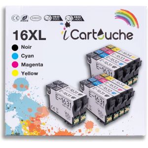 Cartouche d'encre Compatible pour Epson 16XL T1636 pour Epson Workforce WF2010W WF2510WF WF2520NF WF2530WF WF2540WF WF2630WF WF2650DWF WF2660DWF WF2750DWF WF2760DWF (4BK 2C 2M 2Y) - Neuf