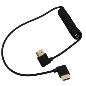 Câble Hdmi 8K 60P 4K 120P Pour Appareil Photo Atomos Ninja V Sony A7S3 A7Rv A7Iv Canon C70 Lumix S5Ii Gh5 Z9 Feelworld Bmd, Angle Droit Et Gauche Type A Hdmi 2.1, Spirale Tressée 50 Cm - Neuf