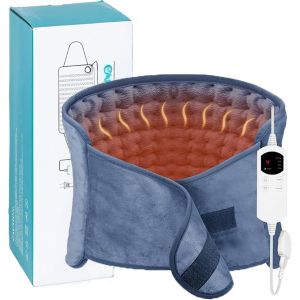 Ceinture Chauffante &Eacute;lectrique Bouillotte &Eacute;lectrique 120x30cm - Ceinture Lombaire Chauffante Coussin Chauffant Dos Abdomen R&egrave;gles Douloureuses - 6 Temp&eacute;ratures Arr&ecirc;t Auto Lavable-Bleu - Neuf