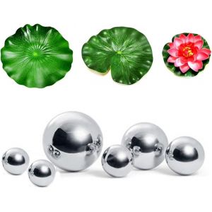 MEVRONISSHOP-Lot de 6 mini boules flottantes pour mini &eacute;tang avec 3 feuilles de lotus flottantes pour d&eacute;coration de bassin, de terrasse, fontaine solaire de jardin, balcon, bassin, boules de bassin, - Neuf