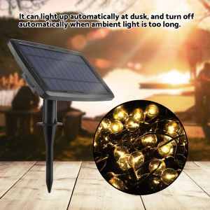 Hjlian Guirlande Lumineuse Solaire A 25 Led G40, Luminaire Decoratif Pour Jardin, Cour, Festival - Neuf