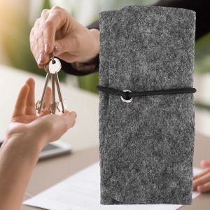 Hjlian Porte-Cles Portable En Feutre De Laine, Pochette De Rangement Pour Voyage En Plein Air - Neuf