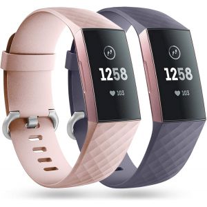 2 Pack Bracelet De Remplacement Compatible Avec Fitbit Charge 3 Bracelet/Fitbit Charge 4 Bracelet, Bandes De Sport Classiques Pour Femmes Hommes, Petit Grand - Neuf