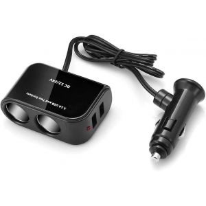 R&eacute;partiteur Allume-Cigare De Voiture 12 V/24 V Avec 2 Ports Usb, Double Chargeur De Voiture, Charge Rapide, Multiprise D'Alimentation Pour Enregistreurs De Voiture,Gps, Tablette, T&eacute;l&eacute;phone, Cam&eacute;ra D - Neuf