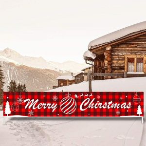 Long Joyeux No&euml;l Banni&egrave;re-300*50 CM-1#, Tissu Affiche Banni&egrave;re de No&euml;l en plein air Jardin, D&eacute;coration de No&euml;l, D&eacute;coration d'Int&eacute;rieur, Table de No&euml;l D&eacute;coration Murale - Neuf
