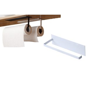 Porte-essuie-tout mural avec crochets adh&eacute;sifs pour cuisine et salle de bain - Neuf