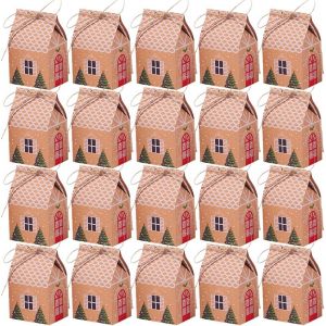 Lot de 20 Boite Cadeau Noel Kraft Calendrier De L'avent À Remplir Emballage Cadeau Noel Petite Boite Chocolat Vide Boite Cadeau Vide pour Bonbons Chocolat Biscuits Cadeaux (B) - Neuf