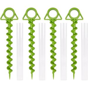 Eryi-4 Pièces Piquets De Tente En Plastique, Piquets De Camping, Tent Peg Avec 4 Pcs Tuyau En Plastique Piquet, Accessoires De Tente, Postuler À Pour Pelouse Plage Camping(Vert) - Neuf