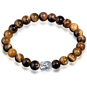 Kal-Bracelet Perle Bouddhiste - Bracelet En Perle Chakra Et Tête De Bouddha Pour Homme - Bracelet Perles D'énergie Avec Pierres Naturelles Perle Du Bouddhisme - Neuf