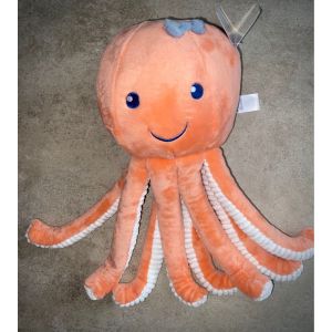 Doudou Peluche Pieuvre Tex Baby Jouet Orange Saumon Bébé Naissance - Neuf
