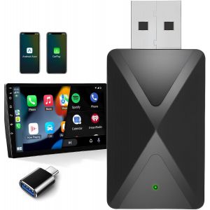 Adaptateur Carplay Sans Fil Pour Iphone Et Android Auto Adapter, 2-En-1 Bluetooth Car Play Dongle Convert Wired To Wireless Pour Voitures 2017+ Built-In Wired Carplay/Android Auto, Pour Iphone Ios 10 - Neuf
