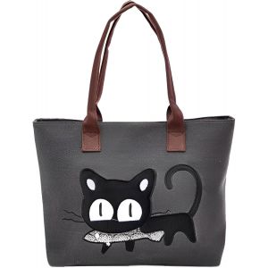 KALANKA-Sac Cabas Femmes, Sac à main Modèle de chat de dessin animé, Sacs de plage Cabas décontractés Cartables, Travail ou vie scolaire - Neuf