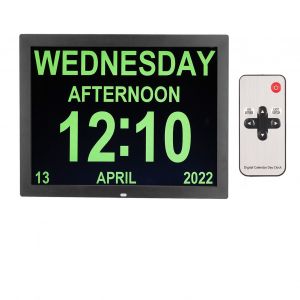 Horloge numerique de 15 pouces, grand ecran HD, telecommande, calendrier 10 langues, alarme avec date et jour, pour enfants, prise UE 100-240 V - Neuf