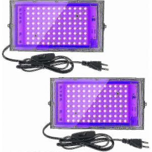 2pcs 100w Uv Led Projecteur Noir,Ip65 Étanche,Lampe Led Ultraviolette,Éclairage D'effet Pour Aquarium,Fête,Peinture Au Néon,Affiche Fluorescente - Neuf