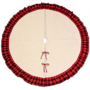 Jupe de sapin de No&euml;l en toile de jute &agrave; carreaux Buffalo de 48 pouces (122 cm) avec volants, taille 26 - Neuf