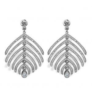 Boucles D'oreilles En M&eacute;tal De Mode De Style Europe Feuille En Forme De Goutte D'oreille En Cuivre Avec Strass (Platina) - Neuf