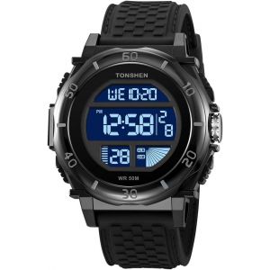 Eryi-Montre Homme Led Digital Sports Alarma Chronomètre Date 50m Etanche Outdoor Militaire Électronique Plastique Et Caoutchouc Montre Bracelet - Neuf