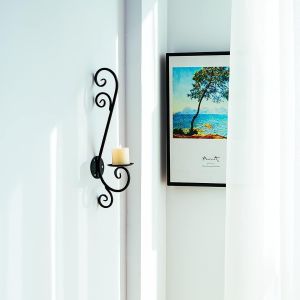 Bougeoir mural style vintage, bougeoir créatif en fer, décoration murale pour la maison et le jardin, bougeoir mural, noir - Neuf